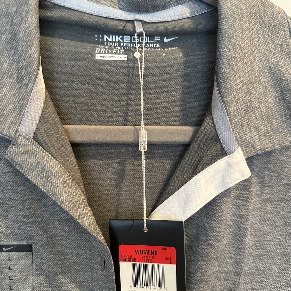 Nike Gray Fitted Polo Shirt Short Sleeve - Picture 3 of 4